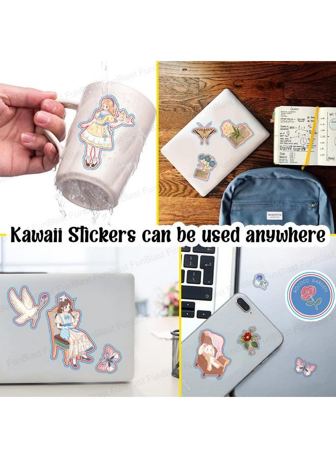 FunBlast Pvc Kawaii Stickers Set 16 Sheet (100+ Pcs) Diy 3D For Girls, Aesthetic Sticker, Journaling, Scrapbooking, Cute (Girls & Flowers 4X4=16 Sheetsself-Adhesive, Wall, 10 Cm, 19 Cms) - Image 3