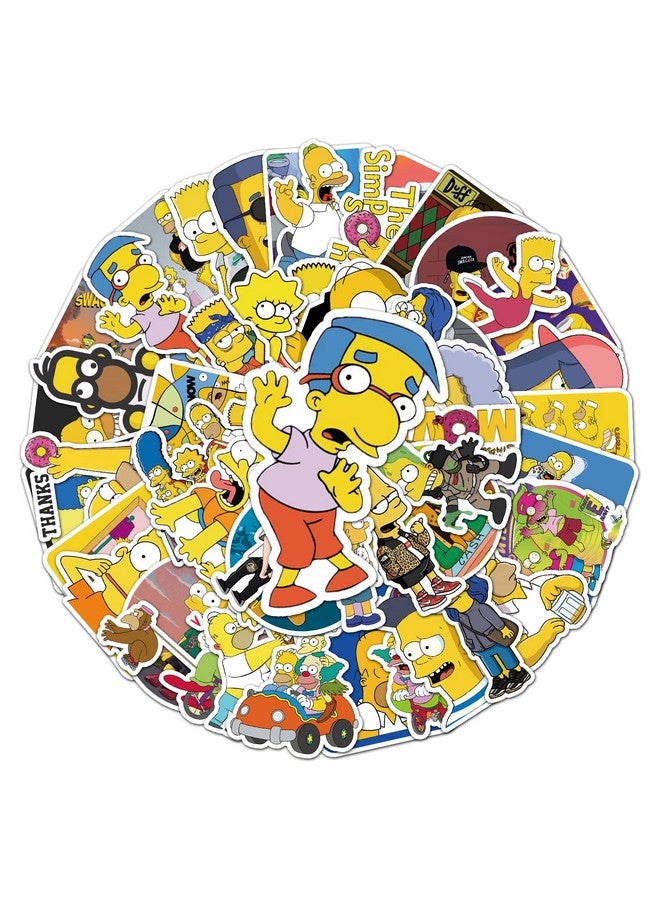 Ash & Roh Cute Cartoon Stickers for Kids, 50 Pcs Cute Stickers for Water Bottles - Cute Stickers Pack Gift for Kids Teen Birthday Party (Yellow Simpson) - Image 5