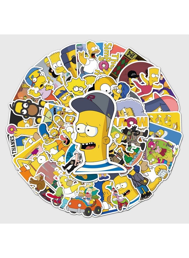 Ash & Roh Cute Cartoon Stickers for Kids, 50 Pcs Cute Stickers for Water Bottles - Cute Stickers Pack Gift for Kids Teen Birthday Party (Yellow Simpson) - Image 1