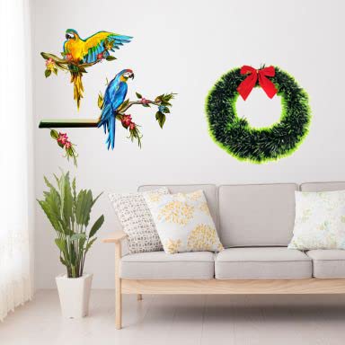 Evisha 2 pcs Merry Christmas Wreath Hanging Ornaments Wall Bowknot for Christmas Party Home Decoration Christmas Items - Image 2
