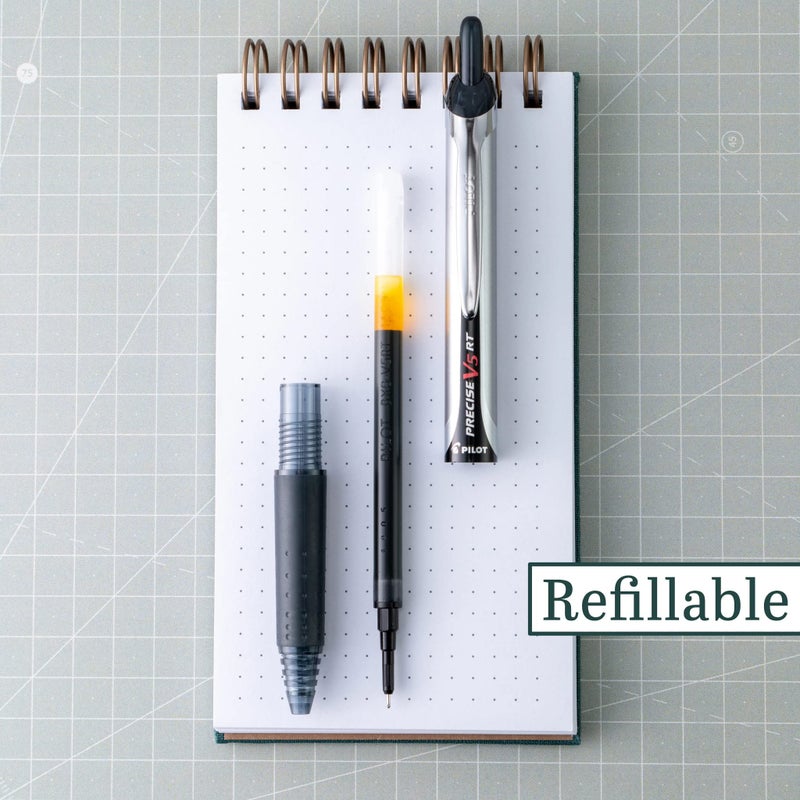 Pilot Precise V5 RT Refillable & Retractable Rollerball Pens, Extra Fine Point Pens 0.5 mm, Black, Pack of 14 - Ideal for School, Journaling & Office Writing - Image 5