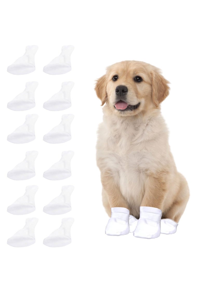 SYOSI 12 PCS Disposable Dog Shoes, Small and Medium Dog Paw Protector, Disposable Dog Boots with self-adhesive strap, Dirty Protection Pet Socks Foot Cover for indoor & outdoor Walking(L)  - Image 1