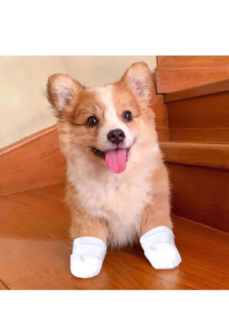 SYOSI 12 PCS Disposable Dog Shoes, Small and Medium Dog Paw Protector, Disposable Dog Boots with self-adhesive strap, Dirty Protection Pet Socks Foot Cover for indoor & outdoor Walking(L)  - Image 4