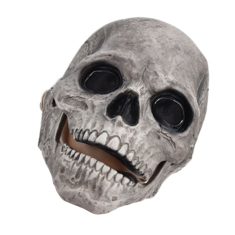 Halloween Skull Mask: Dark Gray Latex, Vivid Movable Chin, Comfortable Breathable - Durable Sturdy Full Head Cosplay Mask for Adult Halloween Costume Parties Carnivals - Image 1