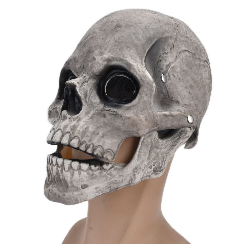Halloween Skull Mask: Dark Gray Latex, Vivid Movable Chin, Comfortable Breathable - Durable Sturdy Full Head Cosplay Mask for Adult Halloween Costume Parties Carnivals - Image 4