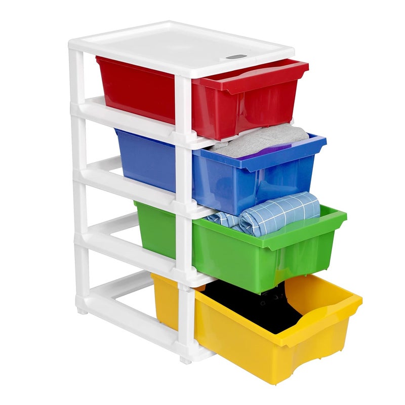 SIMPARTE Plastic MultiPurpose Modular Storage Cabinet Small Drawer for Home OfficeMulticolor 4 Layer - Image 1
