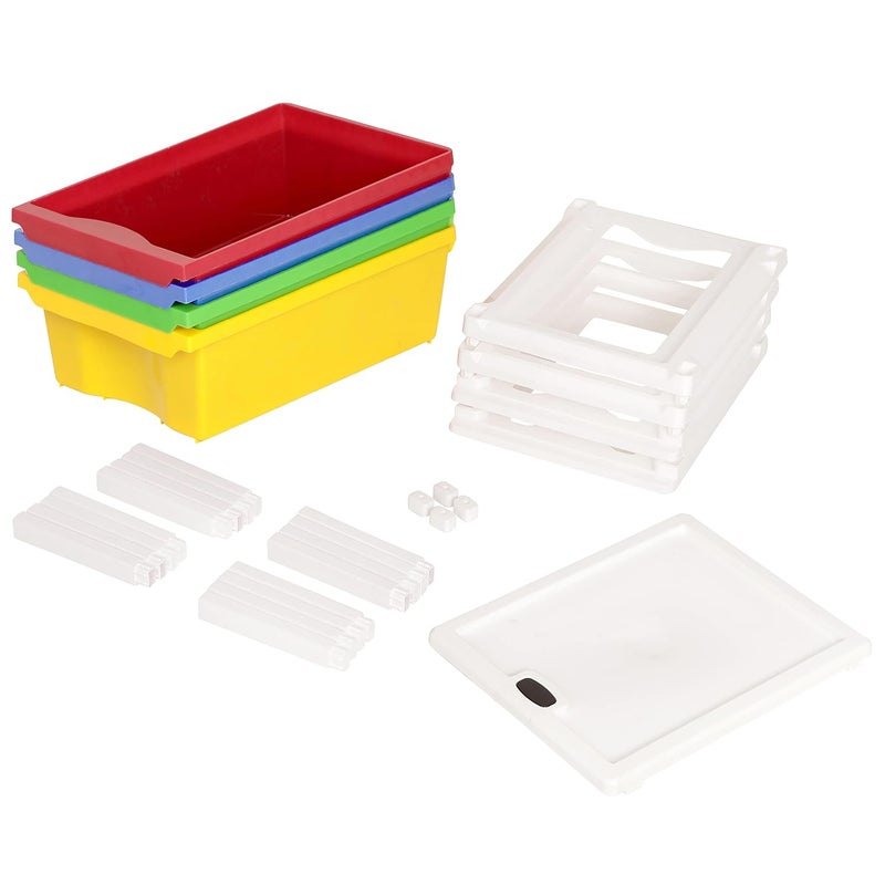 SIMPARTE Plastic MultiPurpose Modular Storage Cabinet Small Drawer for Home OfficeMulticolor 4 Layer - Image 3