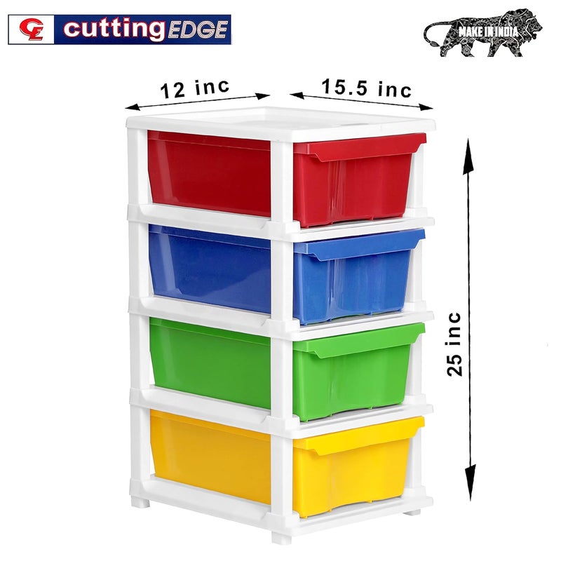 SIMPARTE Plastic MultiPurpose Modular Storage Cabinet Small Drawer for Home OfficeMulticolor 4 Layer - Image 2