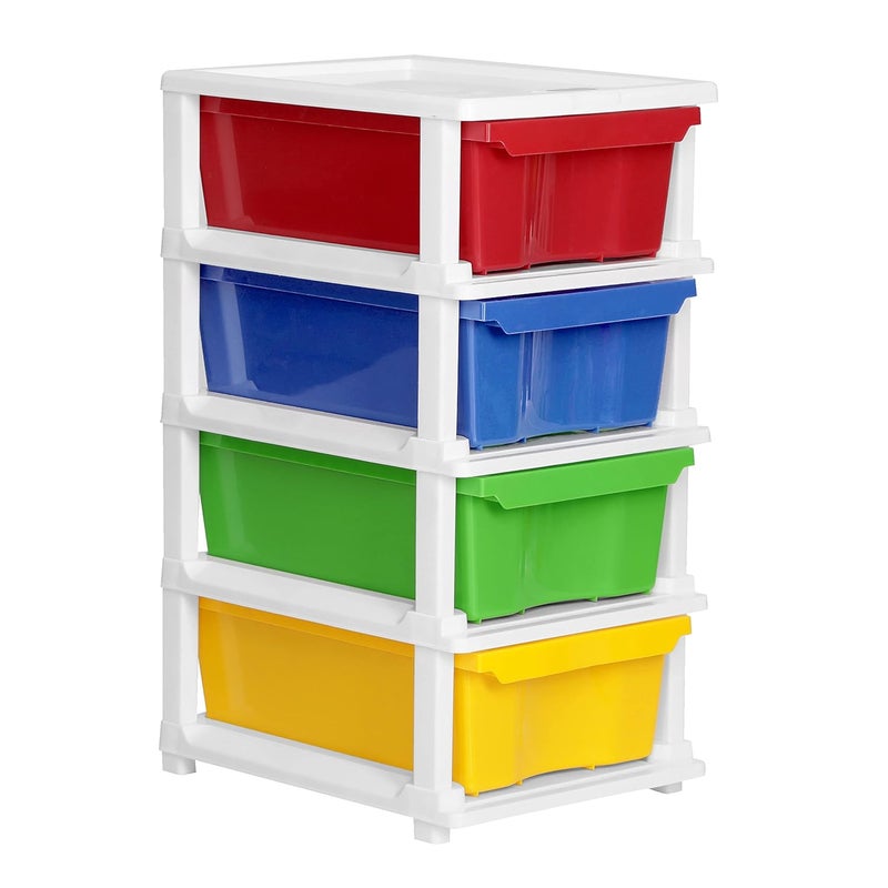 SIMPARTE Plastic MultiPurpose Modular Storage Cabinet Small Drawer for Home OfficeMulticolor 4 Layer - Image 4