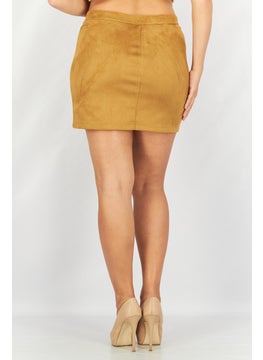 IKKS Women Solid Mini Skirt, Tan  - Image 2
