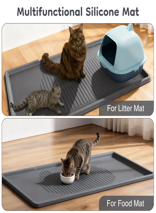 ISSEVE Cat Litter Mat 54" x 27.5" XXL, Extra Large Silicone Mat for Litter Box, 1.38" Raised Edge Urine Proof Litter Trapping Mat Pad for Scatter Control, Soft on Kitty Paws, Protect Floor (Dark Grey) - Image 4