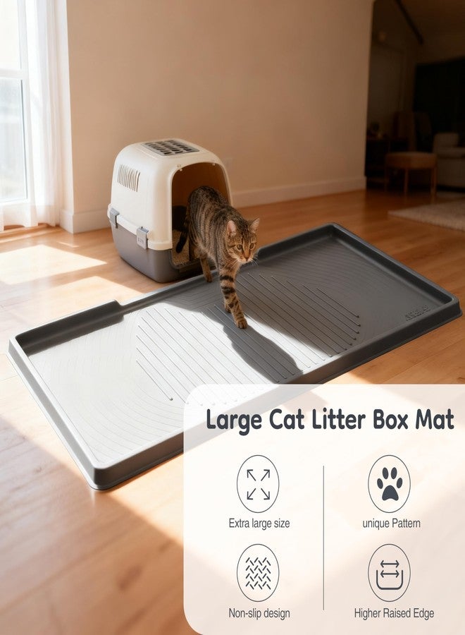 ISSEVE Cat Litter Mat 54" x 27.5" XXL, Extra Large Silicone Mat for Litter Box, 1.38" Raised Edge Urine Proof Litter Trapping Mat Pad for Scatter Control, Soft on Kitty Paws, Protect Floor (Dark Grey) - Image 2