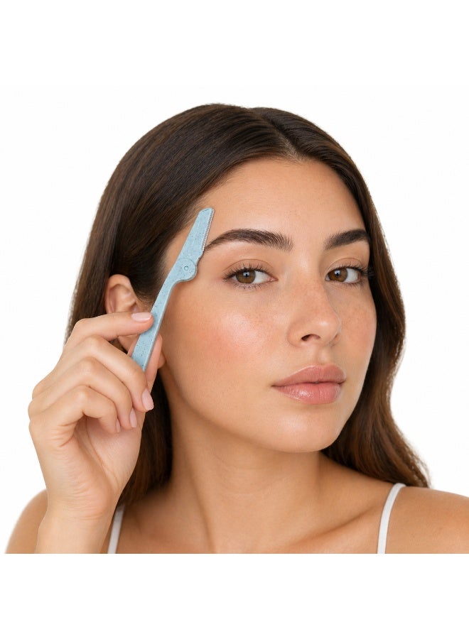 طقم شفرات تحديد الحواجب القابلة للطي، 3 قطع لإزالة شعر الوجه والرقبة والشفاه العلوية، بمقبض مريح - Image 4