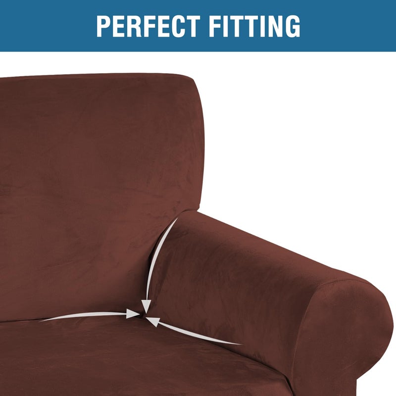 H.VERSAILTEX Stretch Velvet Sofa Covers Large Couch Covers Furniture Protector Soft with Non Slip Elastic Bottom  Feature Thick Comfy Rich Velour (Extra Large Sofa 98""-105""  Burnt Brick) - Image 4