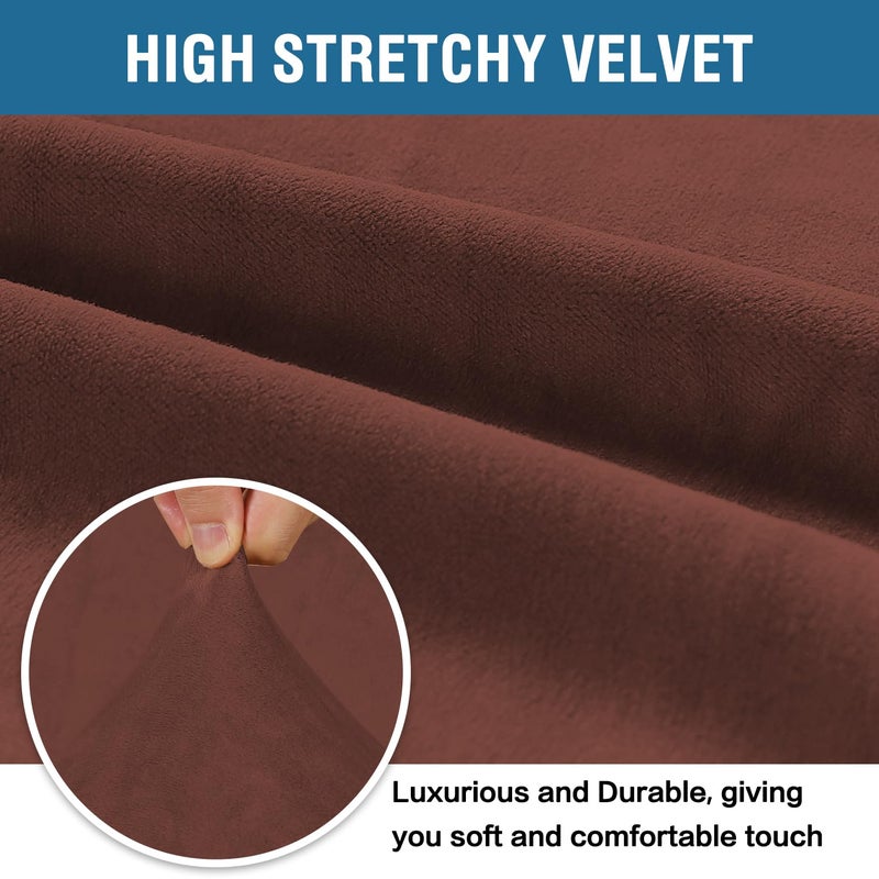 H.VERSAILTEX Stretch Velvet Sofa Covers Large Couch Covers Furniture Protector Soft with Non Slip Elastic Bottom  Feature Thick Comfy Rich Velour (Extra Large Sofa 98""-105""  Burnt Brick) - Image 3