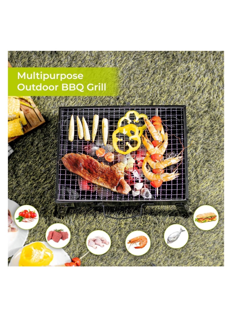Portable Folding Charcoal Grill, Stainless Steel BBQ Smoker