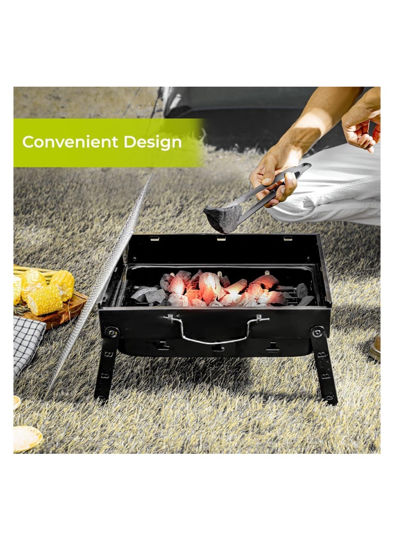 Portable Folding Charcoal Grill, Stainless Steel BBQ Smoker