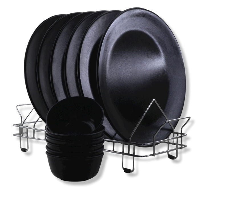 ECOSPIT CONTAINER Pack of 12 Black Regular Dinner Set Full Plate and Veg Bowl Serves 6 - Image 4
