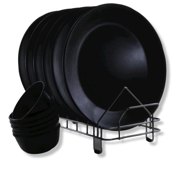 ECOSPIT CONTAINER Pack of 12 Black Regular Dinner Set Full Plate and Veg Bowl Serves 6 - Image 5