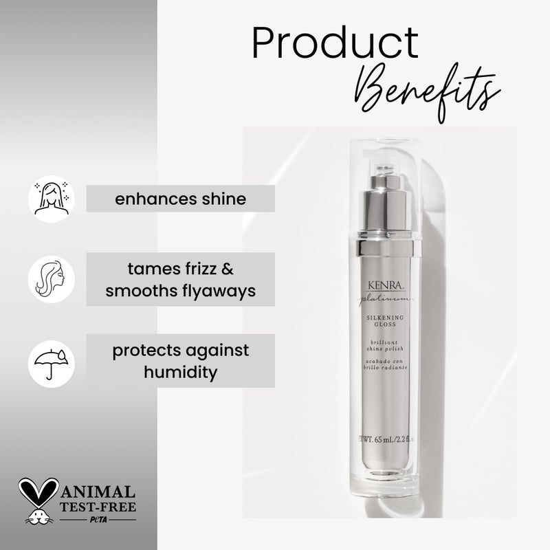 Kenra Platinum Silkening Gloss |Brilliant Shine Polish |Tames Frizz & Smooths Flyaways |Lightweight Formula |Protects Against Humidity |Smooths Dry Ends |Medium To Coarse Hair | 2.26 fl. oz. (2-Pack) - Image 1