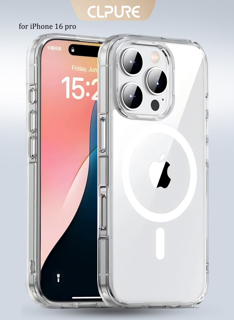 CLPURE iPhone 16 Pro Case, Compatible with MagSafe, Anti-Yellowing and Anti-Scratch, Rugged Shockproof Protective Bumper Transparent Cases Cover for iPhone 16 Pro, Clear - Image 1