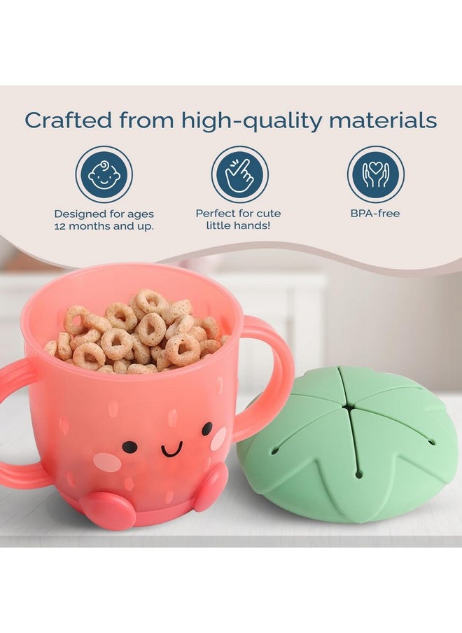 Itzy Ritzy Itzy Ritzy Toddler Snack Cup - Spill-Proof Snack Cup for Toddlers with Soft Silicone Lid for Easy Food Access - Easy-To-Hold Kids Snack Container With Handles - Ideal for 12 months & Up (Strawberry)  - Image 4
