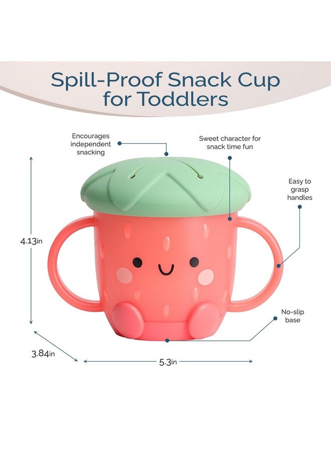 Itzy Ritzy Itzy Ritzy Toddler Snack Cup - Spill-Proof Snack Cup for Toddlers with Soft Silicone Lid for Easy Food Access - Easy-To-Hold Kids Snack Container With Handles - Ideal for 12 months & Up (Strawberry)  - Image 3