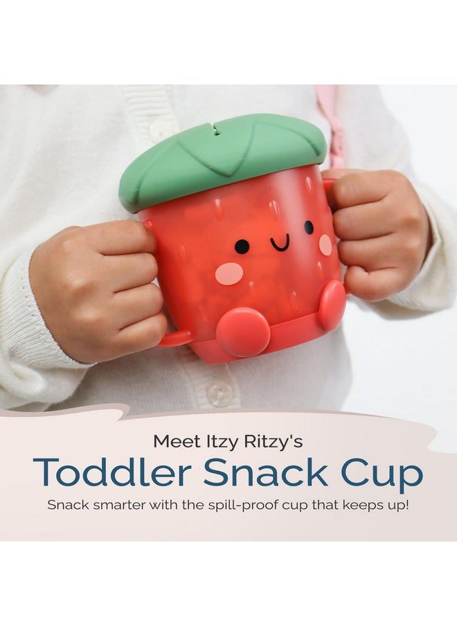 Itzy Ritzy Itzy Ritzy Toddler Snack Cup - Spill-Proof Snack Cup for Toddlers with Soft Silicone Lid for Easy Food Access - Easy-To-Hold Kids Snack Container With Handles - Ideal for 12 months & Up (Strawberry)  - Image 1