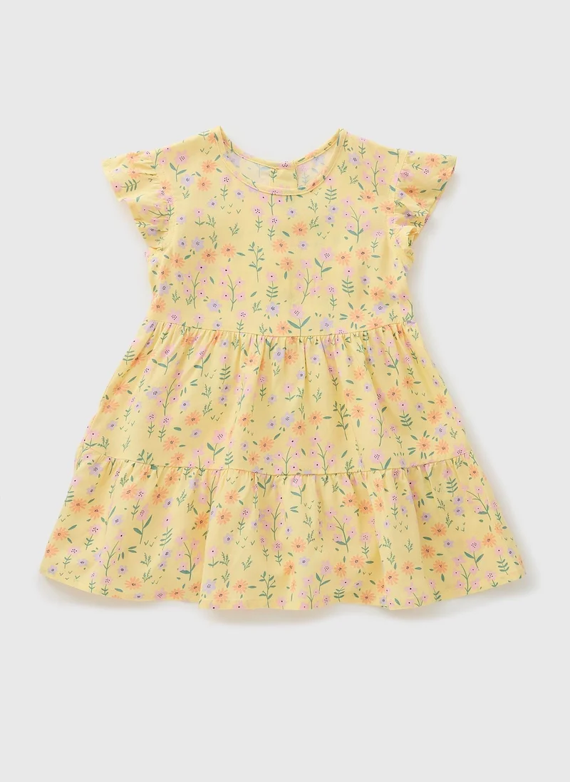 Matalan Girls Yellow Ditsy Floral Viscose Dress