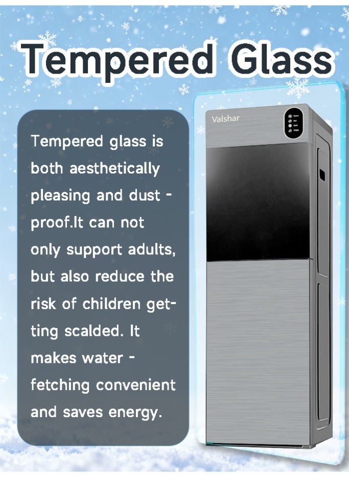 Valshar Bottom Loading Water Dispenser | Normal, Hot and Cold Function, Compressor Cooling, And 3 Taps| Cold Temperature: 4-12 Degrees Celsius; Hot Temperature: 85-95 Degrees Celsius| Perfect For Home And Office| Metallic - Image 4