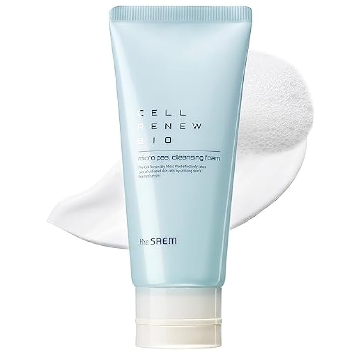 THESAEM Cell Renew Bio Micro Peel Cleansing Foam - Face Exfoliating Cleanser PHA Enzyme - Marine Eryngium Peptide Kombucha - Gentle Daily Pore Refining Hydrating Soothing Korean Skincare Wash, 5.75oz - Image 1