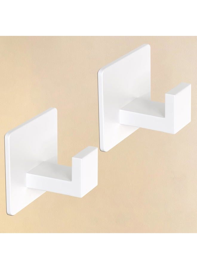 VAEHOLD Wall Towel Hooks, Heavy Duty Sticky Holder Waterproof Towel Hooks for Hanging Coat, Clothes, Closet Hook Wall Mount for Kitchen (White, 2 Pack) - Image 1