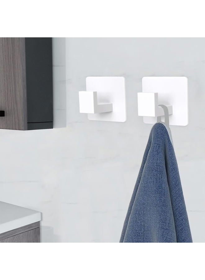 VAEHOLD Wall Towel Hooks, Heavy Duty Sticky Holder Waterproof Towel Hooks for Hanging Coat, Clothes, Closet Hook Wall Mount for Kitchen (White, 2 Pack) - Image 3