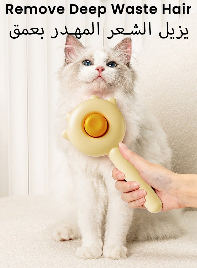 إسكدنيا فرشاة تمشيط القط الأليفة ، فرشاة تمشيط التنظيف الذاتي للقطط ذات الشعر الطويل والقصير ، مشط الفولاذ المقاوم للصدأ ، مقبض مريح - Image 5