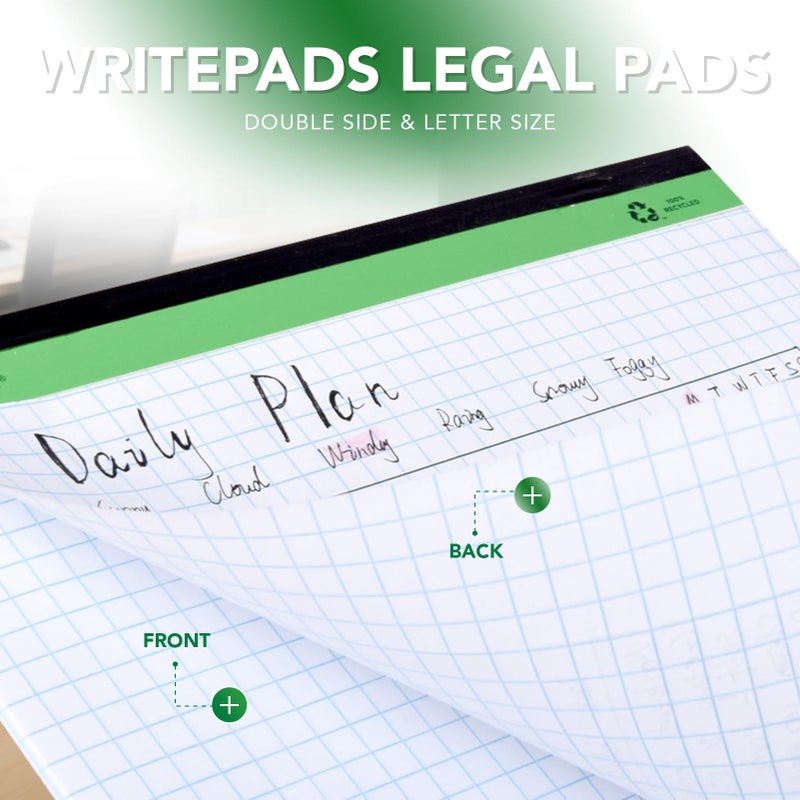 KAISA Graph Paper Legal Pads Writing Pads 6 pad 300 Sheets Recycled Paper 8.5"x11.75" Quad Ruled 4x4 Perforated 50sheets/pad Grid Paper Notepads Writing Tablet White For Office Supplies (White 6pad, 8.5x11.75'') - Image 5