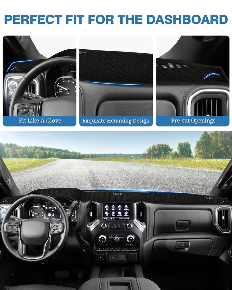 FIILINES Dash Cover Compatible with Chevy Chevrolet Tahoe Suburban/GMC Sierra Yukon 2015-2020 Dashboard Mat Cover Sunshade Nonslip Mesh Protector No Glare Accessories - Image 3