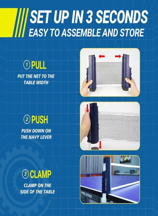 KINGFEEL Upgrade Retractable Ping Pong Net (Up to 2.3" Thickness) Portable Table Tennis Net for Any Table,Premium Table Tennis Accessories,Indoor or Outdoor Family Game - Image 4