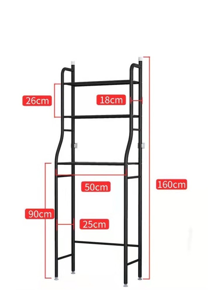BLOOMING TIME 3 Shelf Towel Storage Rack Organizer Bathroom Shelf Black - Image 1