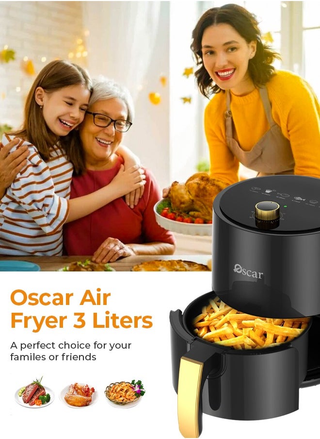 Oscar - OSCAR | Hand Control Air Fryer | Model: OAF3LMCB | Foods with Less Oil | Rapid Air Recycling Technology | Even Cooking | Easy-to-Use Controls | Compact Design 3 Liters Capacity - Image 1