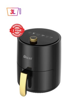 OSCAR | Hand Control Air Fryer | Model: OAF3LMCB | Foods with Less Oil | Rapid Air Recycling Technology | Even Cooking | Easy-to-Use Controls | Compact Design 3 Liters Capacity