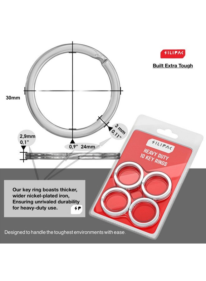 Silipac Silipac Metal Key Rings Heavy Duty Keyrings Bulk Stainless Steel Belt Loop Tags Split Car Stationery Chains Tag Loops Round Office Supplies Home Keychains Large Flat Ring Chain Organizer Holder - Image 2