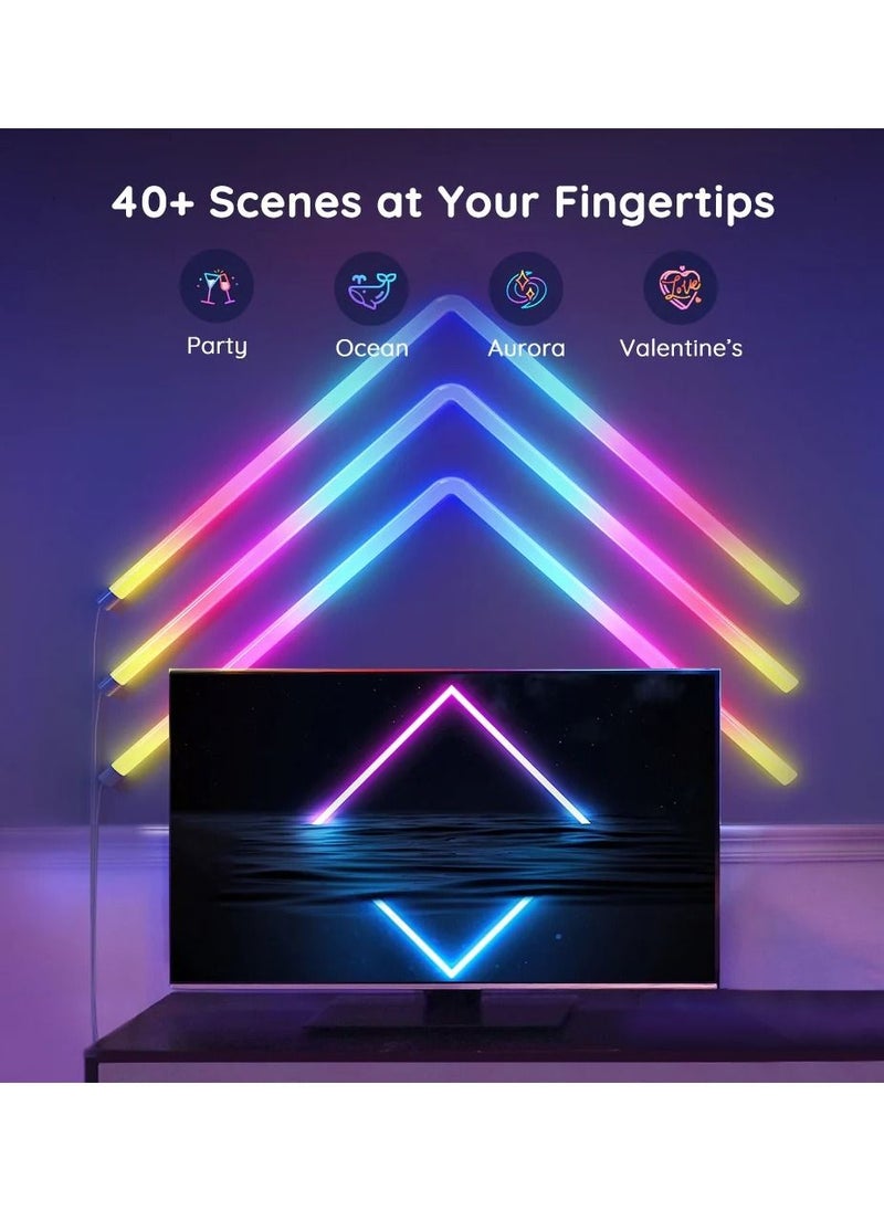Govee - Glide RGBIC Smart Wall Light Multicolor Customizable Music Sync Home Decor LED Light Bar for Gaming and Streaming Alexa and Google Assistant 6 Pcs and 4 Corners only 1 Adapter - Image 1
