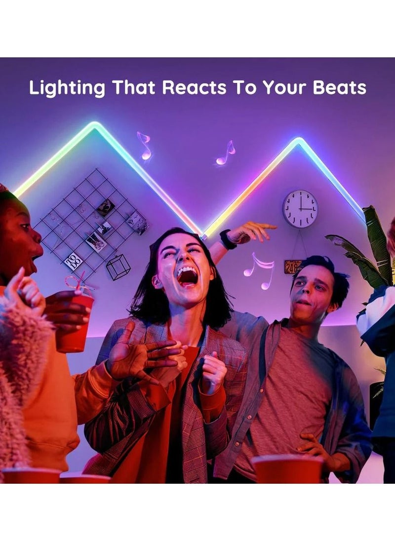 Govee - Glide RGBIC Smart Wall Light Multicolor Customizable Music Sync Home Decor LED Light Bar for Gaming and Streaming Alexa and Google Assistant 6 Pcs and 4 Corners only 1 Adapter - Image 1