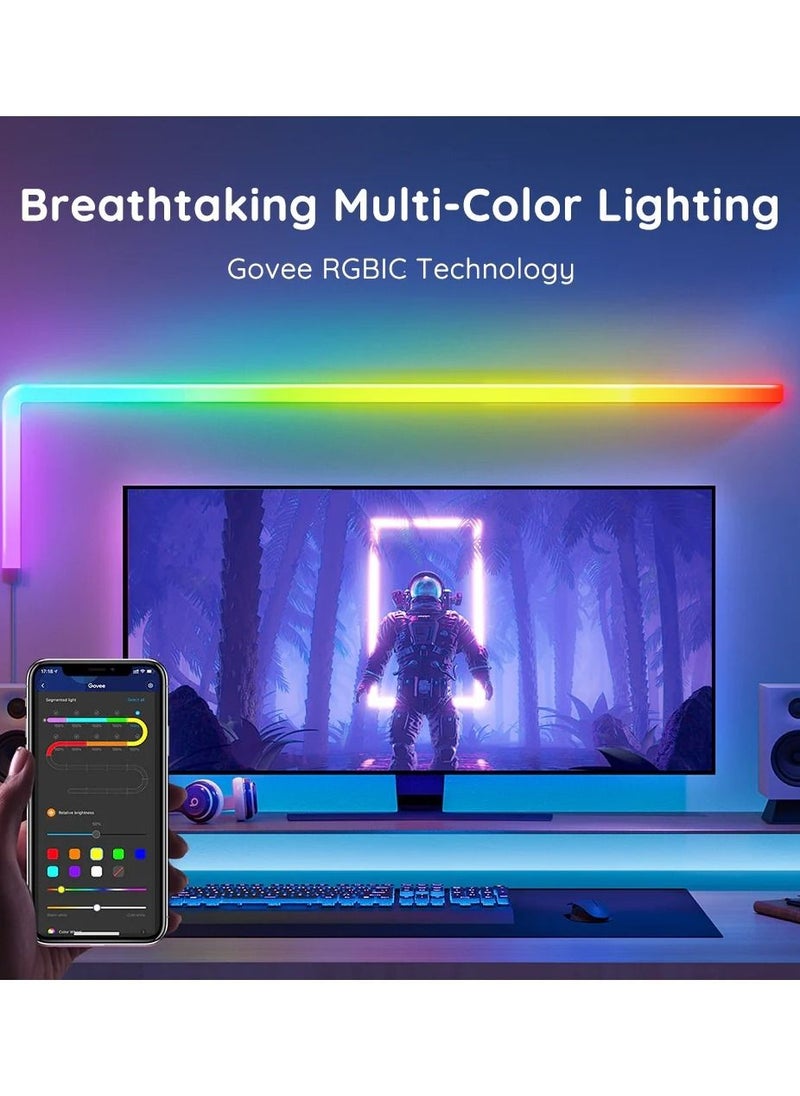 Govee - Glide RGBIC Smart Wall Light Multicolor Customizable Music Sync Home Decor LED Light Bar for Gaming and Streaming Alexa and Google Assistant 6 Pcs and 4 Corners only 1 Adapter - Image 1