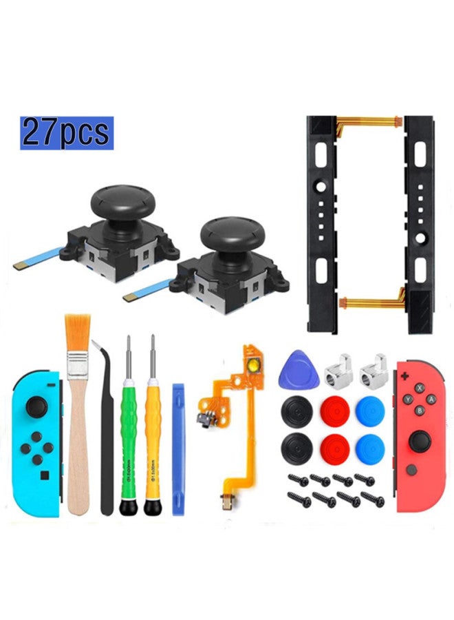 Switch3D Rocker JOY-CON Handle Repair Tool Switch Dismantling Machine Screwdriver Lock Cat Claw Cap-Product Color:Blue Rocker 27-piece Set (with Cable Slide)  - Image 1