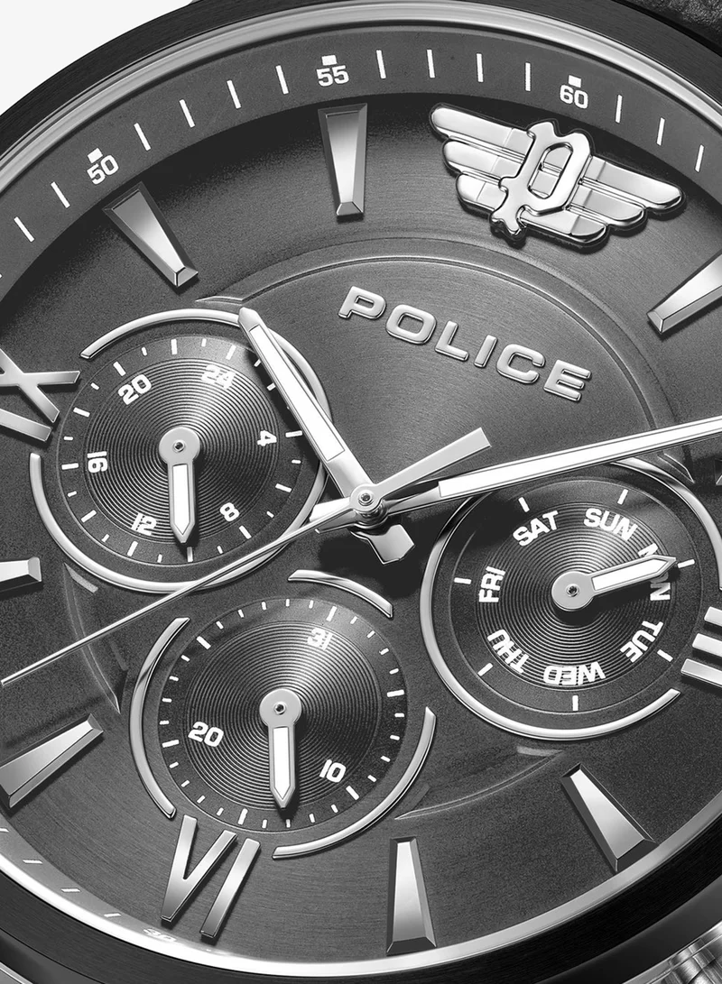 Police  Police Avondale Li Cool Grey Dial with Black Genuine Leather Chronograph Men's Watch for Men | Best Price UAE