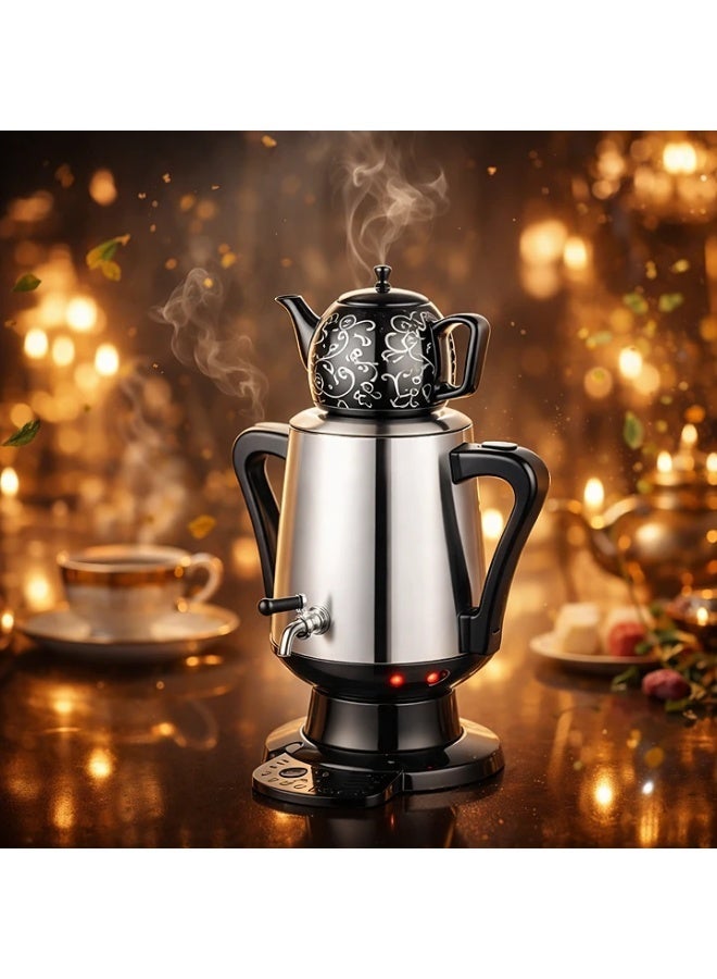 شظايا كريست Slivers Criest ساموار كهربائي، موديل SC-901، بسعة 4.0 لتر مع إبريق شاي زجاجي بسعة 0.8 لتر، بقوة 1800 واط، من الفولاذ المقاوم للصدأ. - Image 1