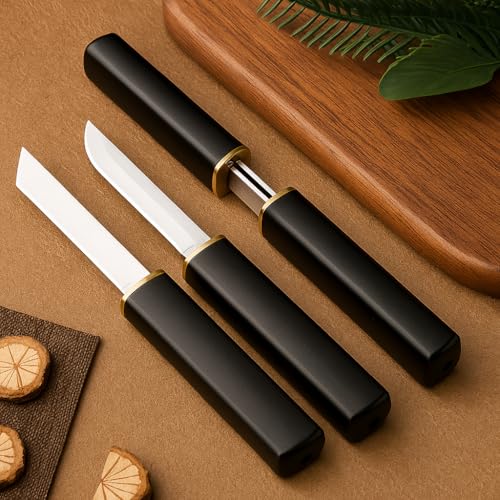 Machado Outdoor Utility Knife with ABS Wooden Texture Handle & Sheath - 3CR13 Stainless Steel Blade for Picnic, Fruit Cutting, Paring, Peeling & Everyday Use - Image 1