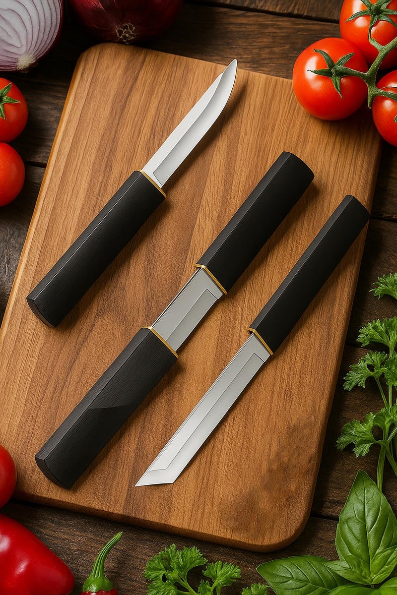 Machado Outdoor Utility Knife with ABS Wooden Texture Handle & Sheath - 3CR13 Stainless Steel Blade for Picnic, Fruit Cutting, Paring, Peeling & Everyday Use - Image 4