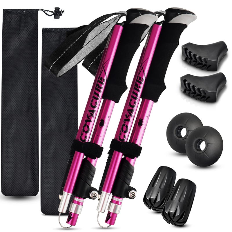 Covacure Hiking Poles Collapsible Trekking Poles - Aluminum Alloy 7075 Walking Sticks with Telescopic & Foldable Tri-fold Design Hiking Gear for Women Men, Camping, Climbing - Image 1
